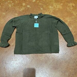 Nwt Hayden Olive Green Sweater with Ruffle Details. Size L
